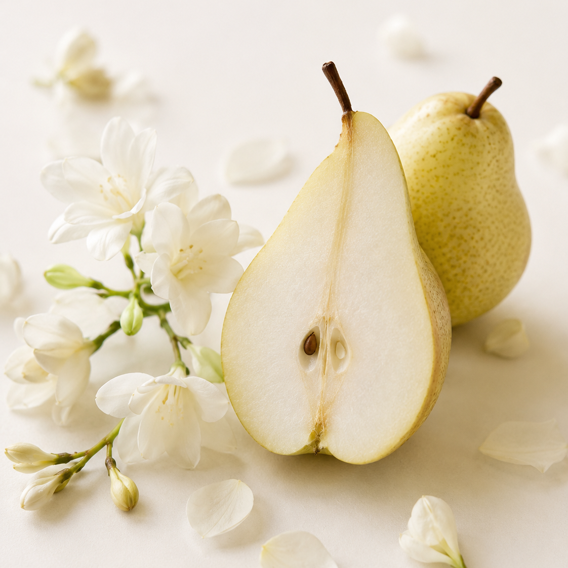 MADORIS Golden Hour fragrance notes with pear, white flowers and soft botanical elements